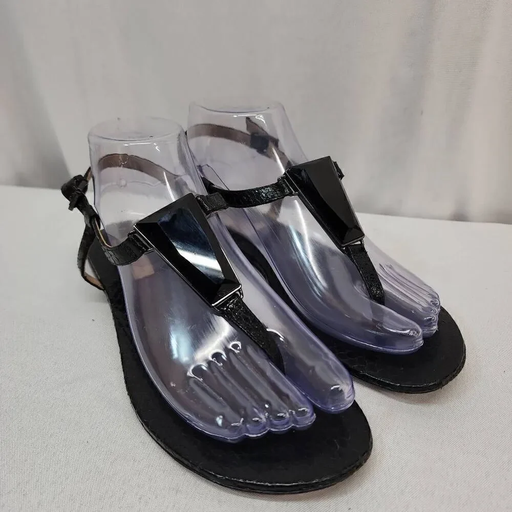 Michael Kors Collection Size 6.5 EU 37 Hanne Snakeskin Sandal Black